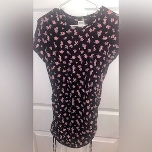 PINK Victoria's Secret Black Mini Dress with Pink Floral Pattern